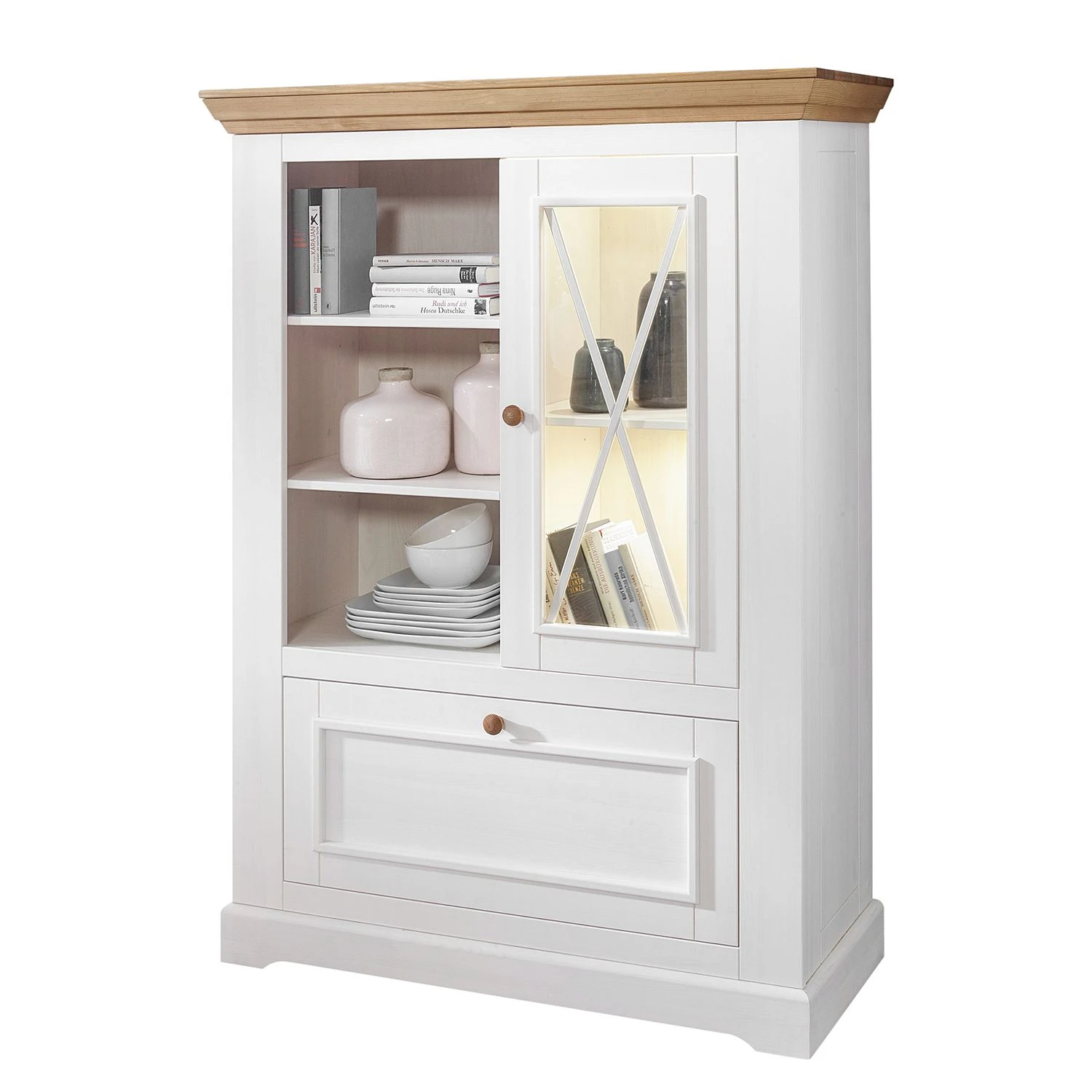 Maison Belfort Hochkommode Ummanz II - Kiefer massiv - Kiefer Weiß 1 Maison Belfort Hochkommode Ummanz II - Kiefer massiv - Kiefer Weiß