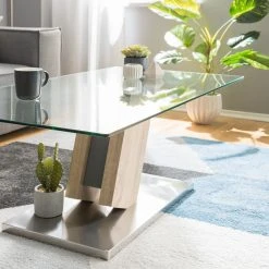 Fredriks Couchtisch Bleik - Sicherheitsglas / Edelstahl - Eiche Dekor / Silber -Wohnzimmermöbel boutique en ligne 1000123772 190226 06172700007 GALLERYIMAGES P000000001000123772