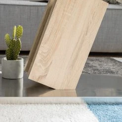 Fredriks Couchtisch Bleik - Sicherheitsglas / Edelstahl - Eiche Dekor / Silber -Wohnzimmermöbel boutique en ligne 1000123772 190226 06172700009 GALLERYIMAGES P000000001000123772