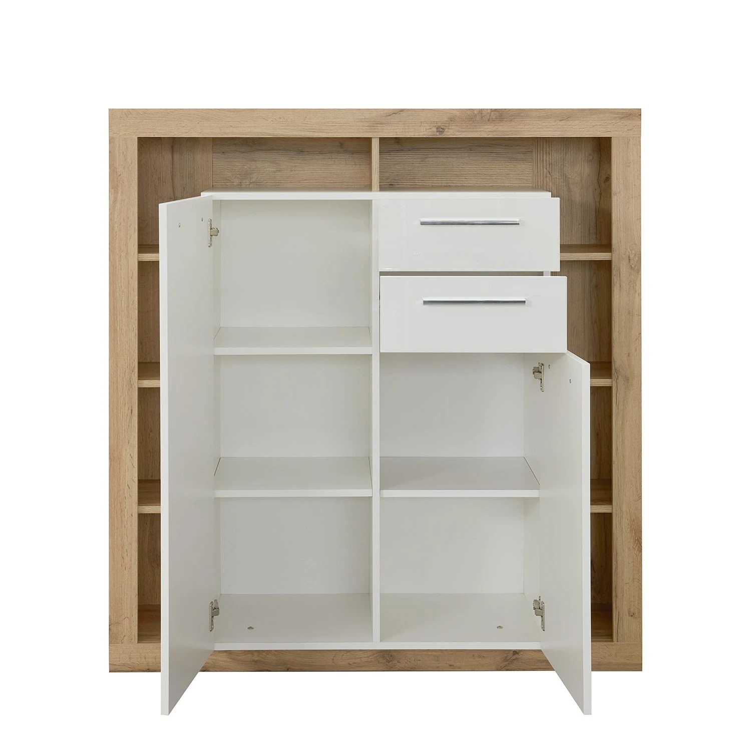 Trendteam Highboard Rock - Hochglanz Weiß / Wotan Eiche Dekor 5 Trendteam Highboard Rock - Hochglanz Weiß / Wotan Eiche Dekor – Bild 5