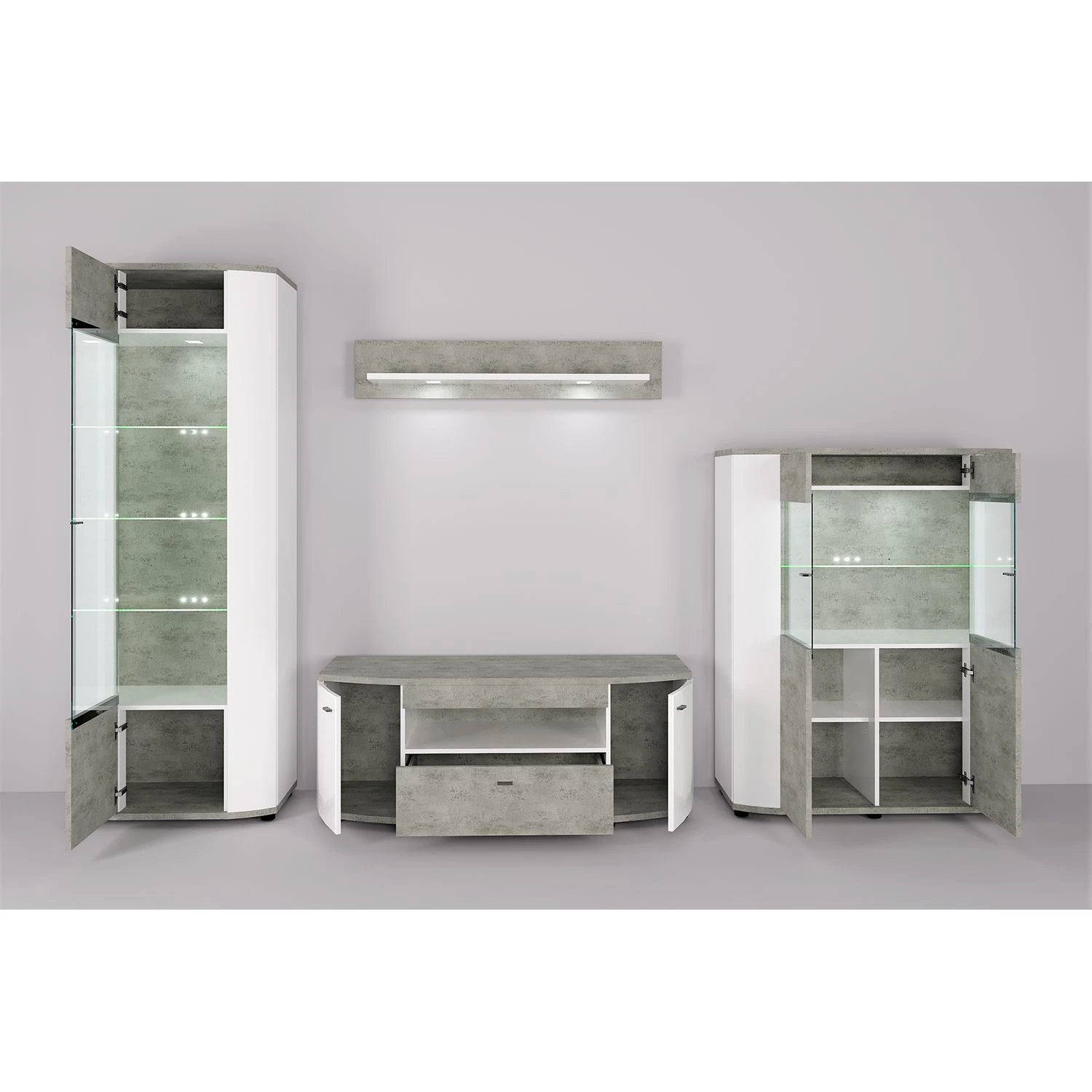 Fredriks TV-Lowboard Karlsburg - Weiß / Beton Dekor 4 Fredriks TV-Lowboard Karlsburg - Weiß / Beton Dekor – Bild 4