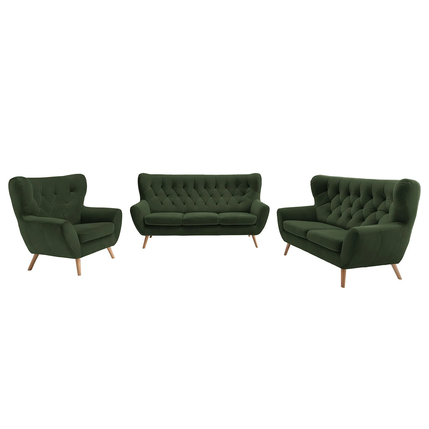 Norrwood Polstergarnitur Celaya I (3-2-1) - Dunkelgrün 1 Norrwood Polstergarnitur Celaya I (3-2-1) - Dunkelgrün
