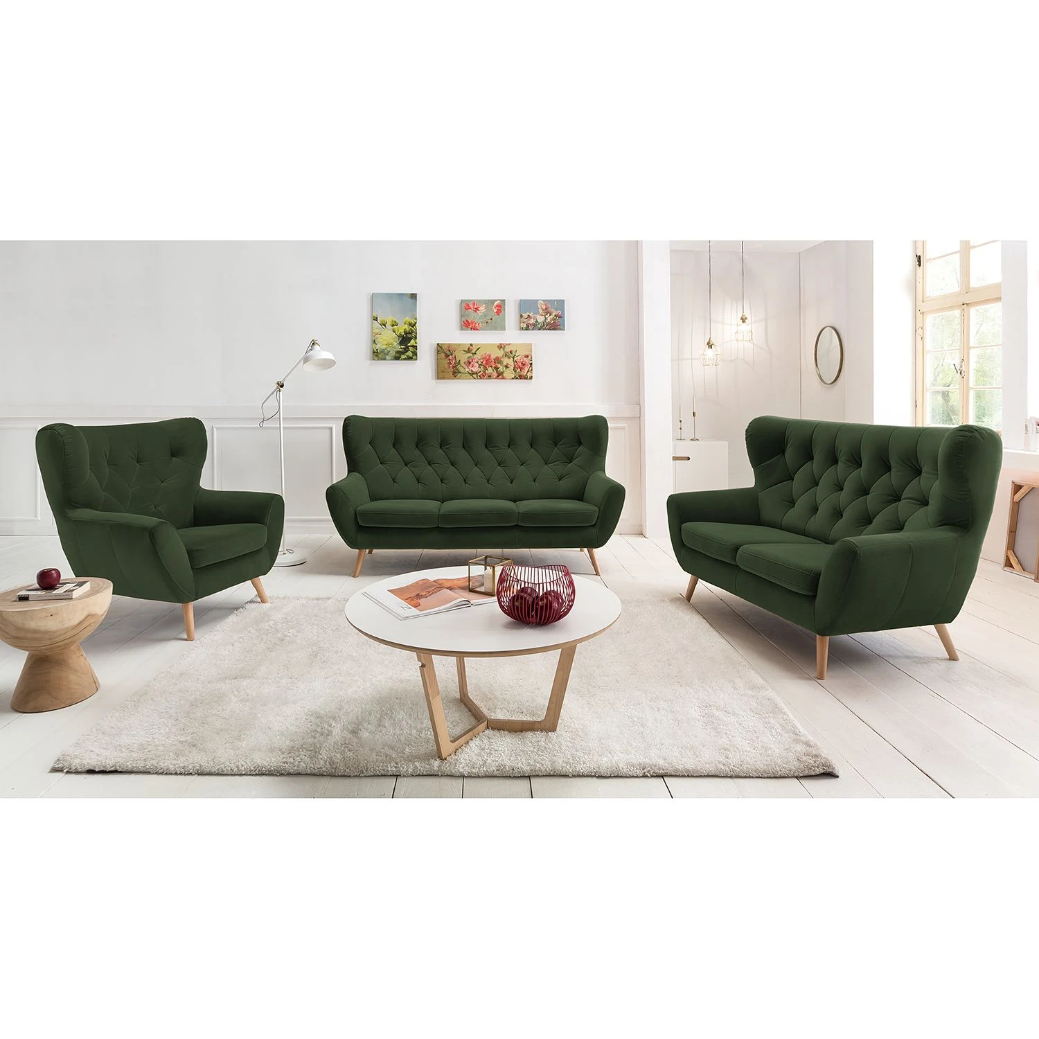 Norrwood Polstergarnitur Celaya I (3-2-1) - Dunkelgrün 2 Norrwood Polstergarnitur Celaya I (3-2-1) - Dunkelgrün – Bild 2