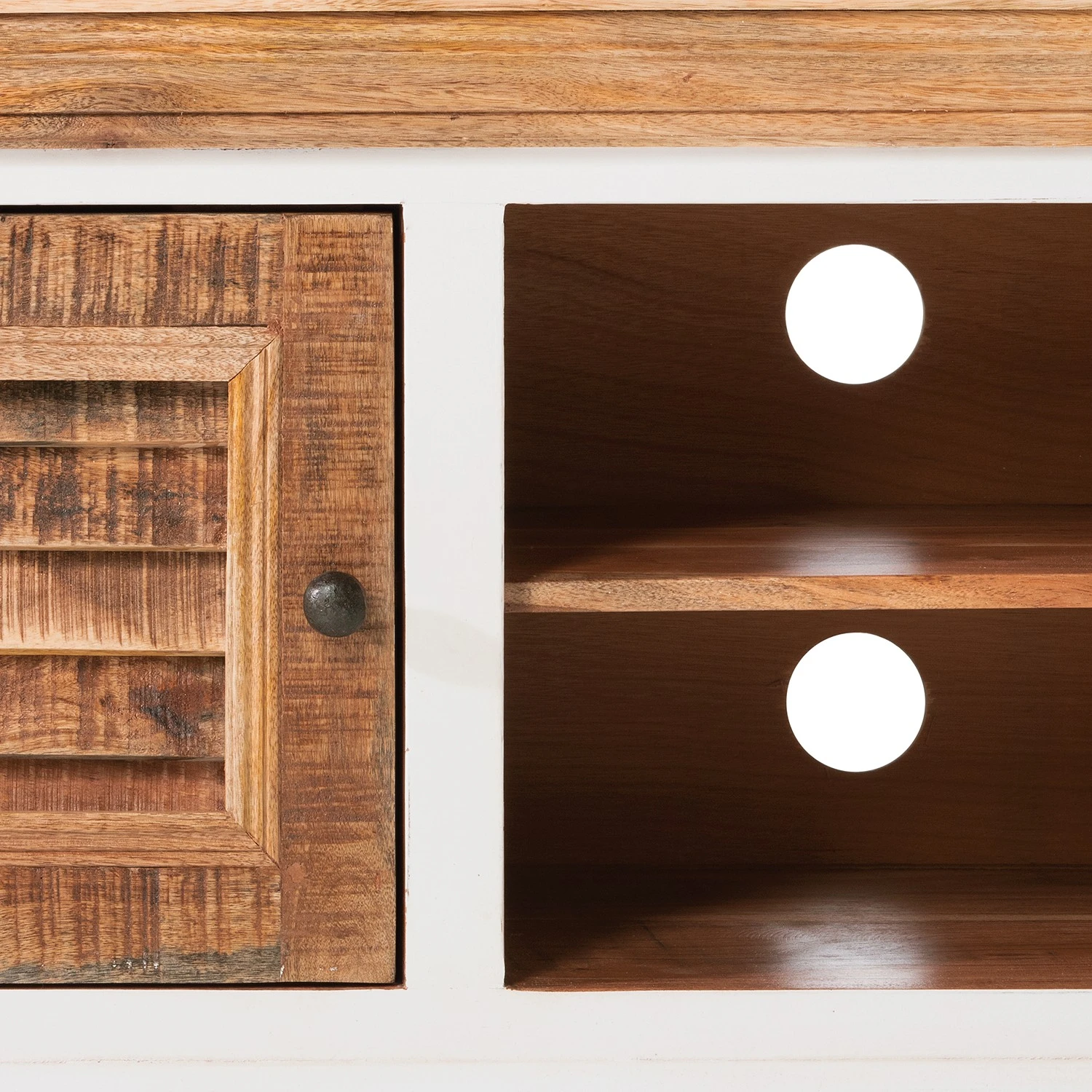 Maison Belfort TV-Lowboard Newhaven - Mango teilmassiv - Mango / Weiß 7 Maison Belfort TV-Lowboard Newhaven - Mango teilmassiv - Mango / Weiß – Bild 7