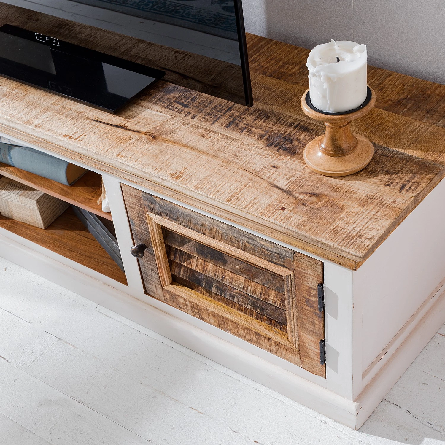 Maison Belfort TV-Lowboard Newhaven - Mango teilmassiv - Mango / Weiß 11 Maison Belfort TV-Lowboard Newhaven - Mango teilmassiv - Mango / Weiß – Bild 11