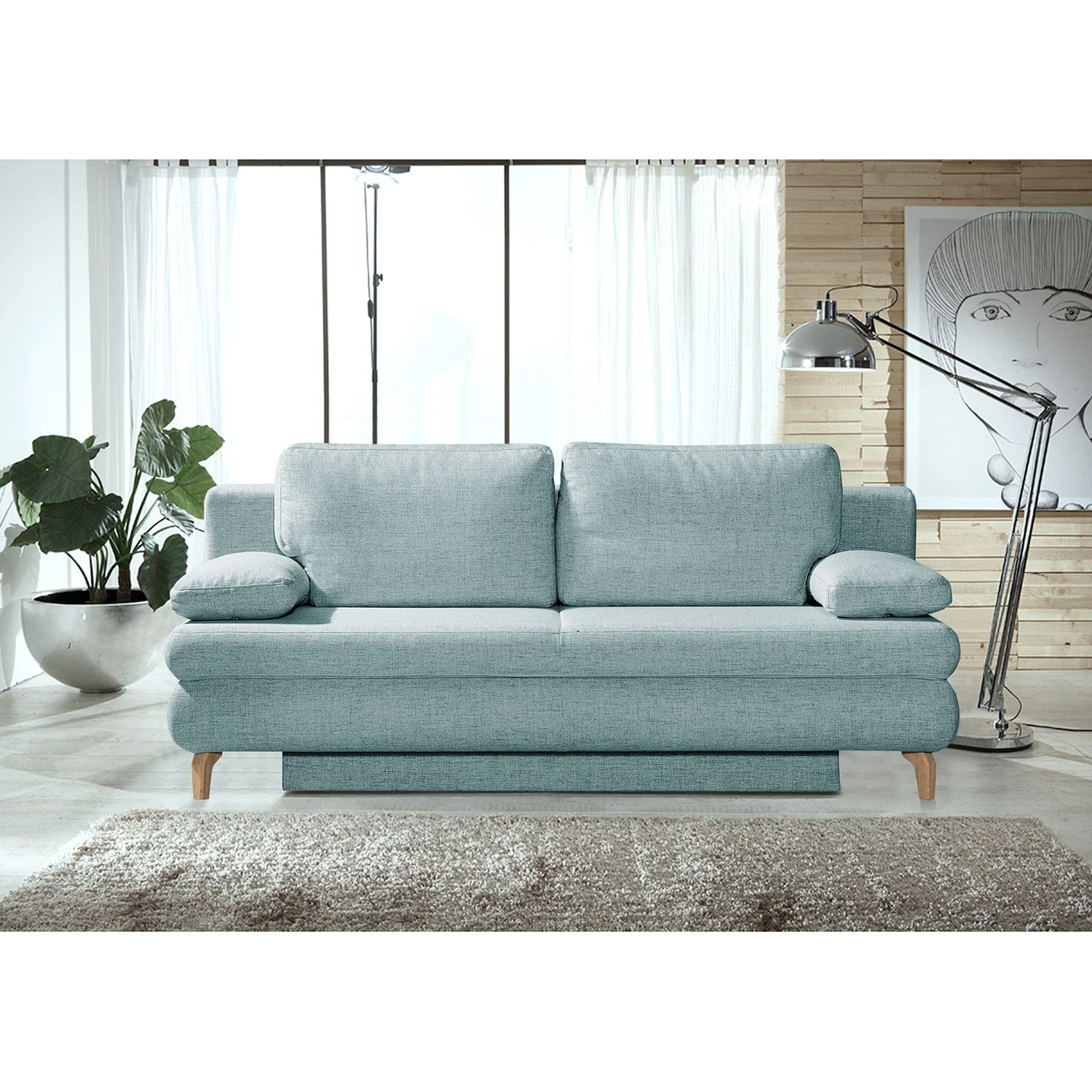 Mørteens Schlafsofa Seiling - Strukturstoff - Pastellblau 3 Mørteens Schlafsofa Seiling - Strukturstoff - Pastellblau – Bild 3