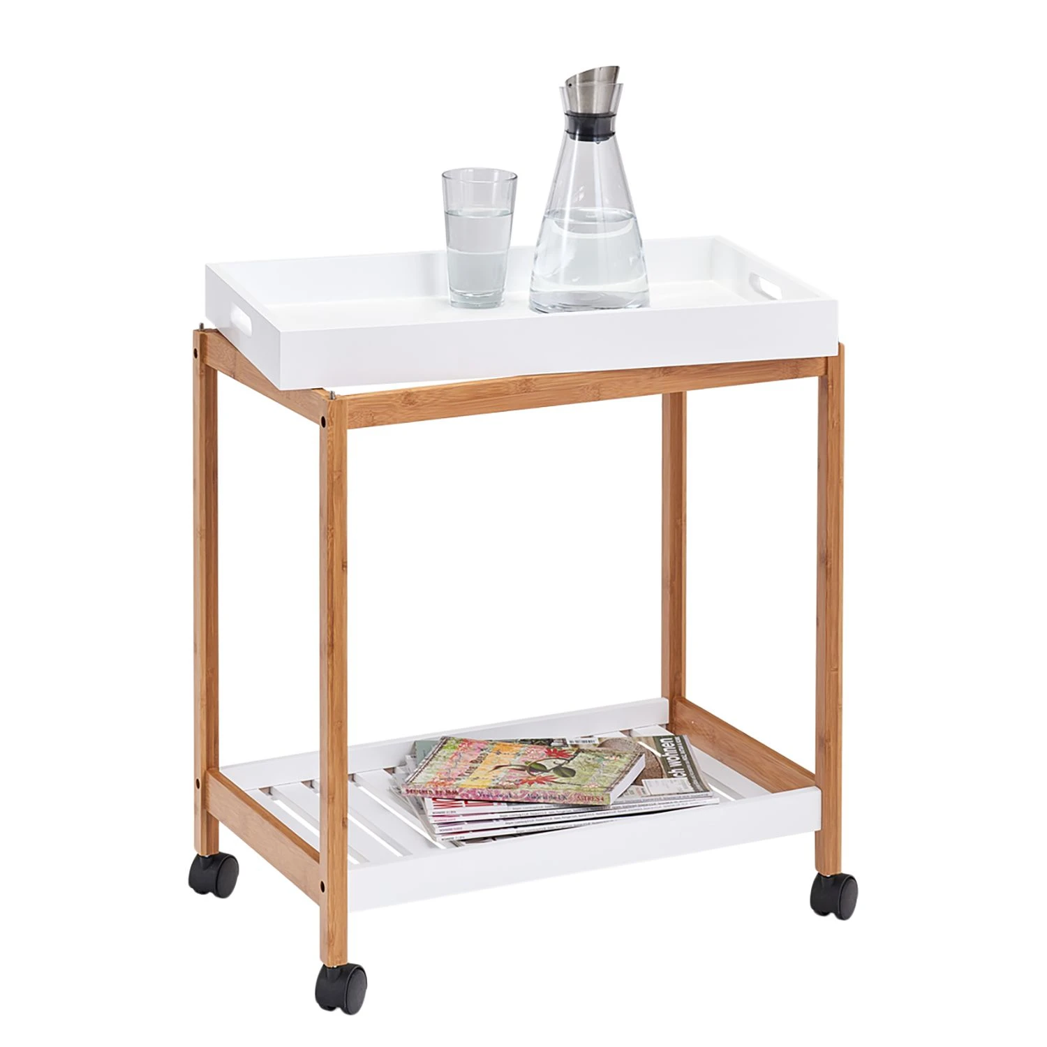 Zeller Servierwagen Dale - Bambus teilmassiv - Weiß / Bambus 3 Zeller Servierwagen Dale - Bambus teilmassiv - Weiß / Bambus – Bild 3