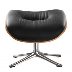 Studio Copenhagen Polsterhocker Anderson I - Echtleder Neka: Schwarz - Chrom glänzend - Nussbaum -Wohnzimmermöbel boutique en ligne 1000131495 181205 11341400117 GALLERYIMAGES P000000001000131495