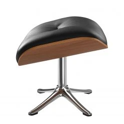 Studio Copenhagen Polsterhocker Anderson I - Echtleder Neka: Schwarz - Chrom glänzend - Nussbaum -Wohnzimmermöbel boutique en ligne 1000131495 181205 11341400118 GALLERYIMAGES P000000001000131495