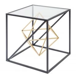 Kare Design Beistelltisch Prisma - Glas / Edelstahl - Schwarz / Gold