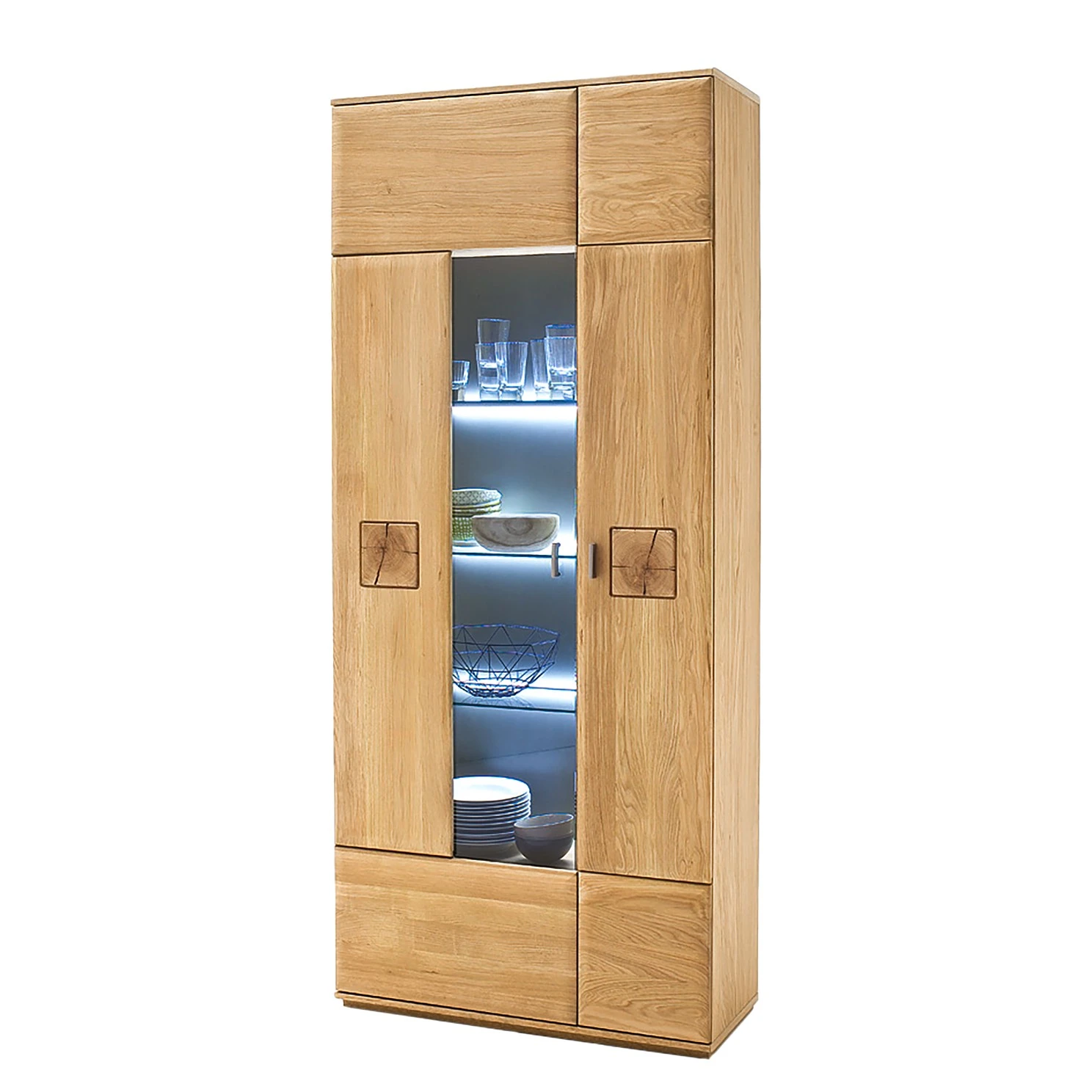 Naturoo Vitrinenschrank Vilela - Eiche teilmassiv - Eiche Bianco / Eiche Bianco Dekor 1 Naturoo Vitrinenschrank Vilela - Eiche teilmassiv - Eiche Bianco / Eiche Bianco Dekor