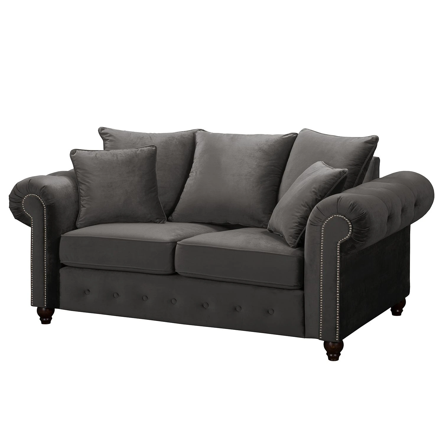 Jack & Alice Sofa Solita (2-Sitzer) - Samt - Grau 1 Jack & Alice Sofa Solita (2-Sitzer) - Samt - Grau