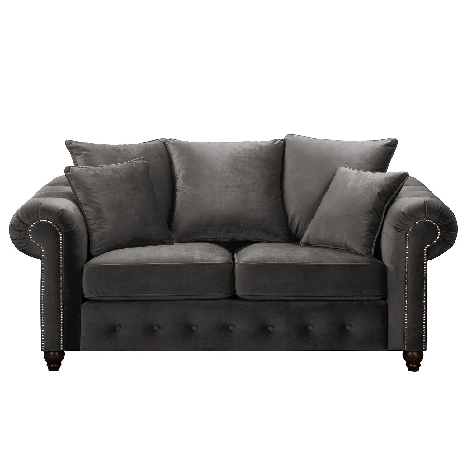 Jack & Alice Sofa Solita (2-Sitzer) - Samt - Grau 2 Jack & Alice Sofa Solita (2-Sitzer) - Samt - Grau – Bild 2