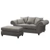 Maison Belfort Sofa Pacoa (2-Sitzer) - Antiklederlook - Dunkelgrau - Mit Hocker