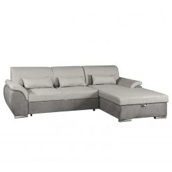Loftscape Ecksofa Roseburg - Microfaser - Platin - Longchair davorstehend rechts