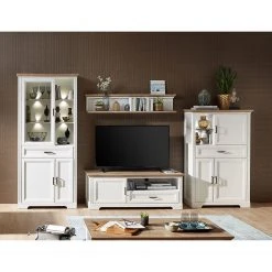 Ridgevalley Wohnwand Jasmund III (4-teilig) - Pinie Weiß Dekor