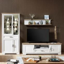 Ridgevalley Wohnwand Jasmund IV (3-teilig) - Pinie Weiß Dekor