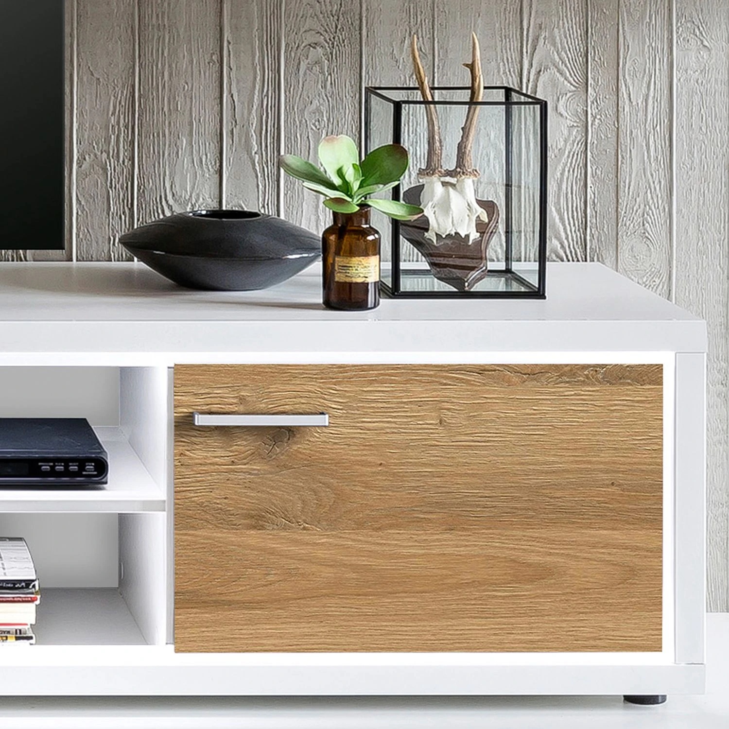 Loftscape TV-Lowboard Hagby II - Eiche Dekor / Weiß 3 Loftscape TV-Lowboard Hagby II - Eiche Dekor / Weiß – Bild 3