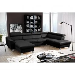 Loftscape Wohnlandschaft Burnside I - Echtleder / Kunstleder - Schwarz - Longchair davorstehend links / Ottomane rechts - Mit Schlaffunktion -Wohnzimmermöbel boutique en ligne 1000142110 181106 152820110 MOOD GALLERYIMAGES P000000001000142110 mood