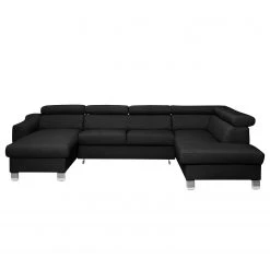 Loftscape Wohnlandschaft Burnside I - Echtleder / Kunstleder - Schwarz - Longchair davorstehend links / Ottomane rechts - Mit Schlaffunktion -Wohnzimmermöbel boutique en ligne 1000142110 181106 152820112 GALLERYIMAGES P000000001000142110