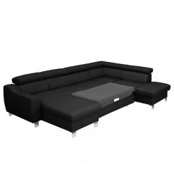 Loftscape Wohnlandschaft Burnside I - Echtleder / Kunstleder - Schwarz - Longchair davorstehend links / Ottomane rechts - Mit Schlaffunktion -Wohnzimmermöbel boutique en ligne 1000142110 181106 152820117 GALLERYIMAGES P000000001000142110