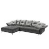 Velvet Studio Ecksofa Moreville I - Microfaser - Grau / Hellgrau - Longchair davorstehend links - Ohne Hocker