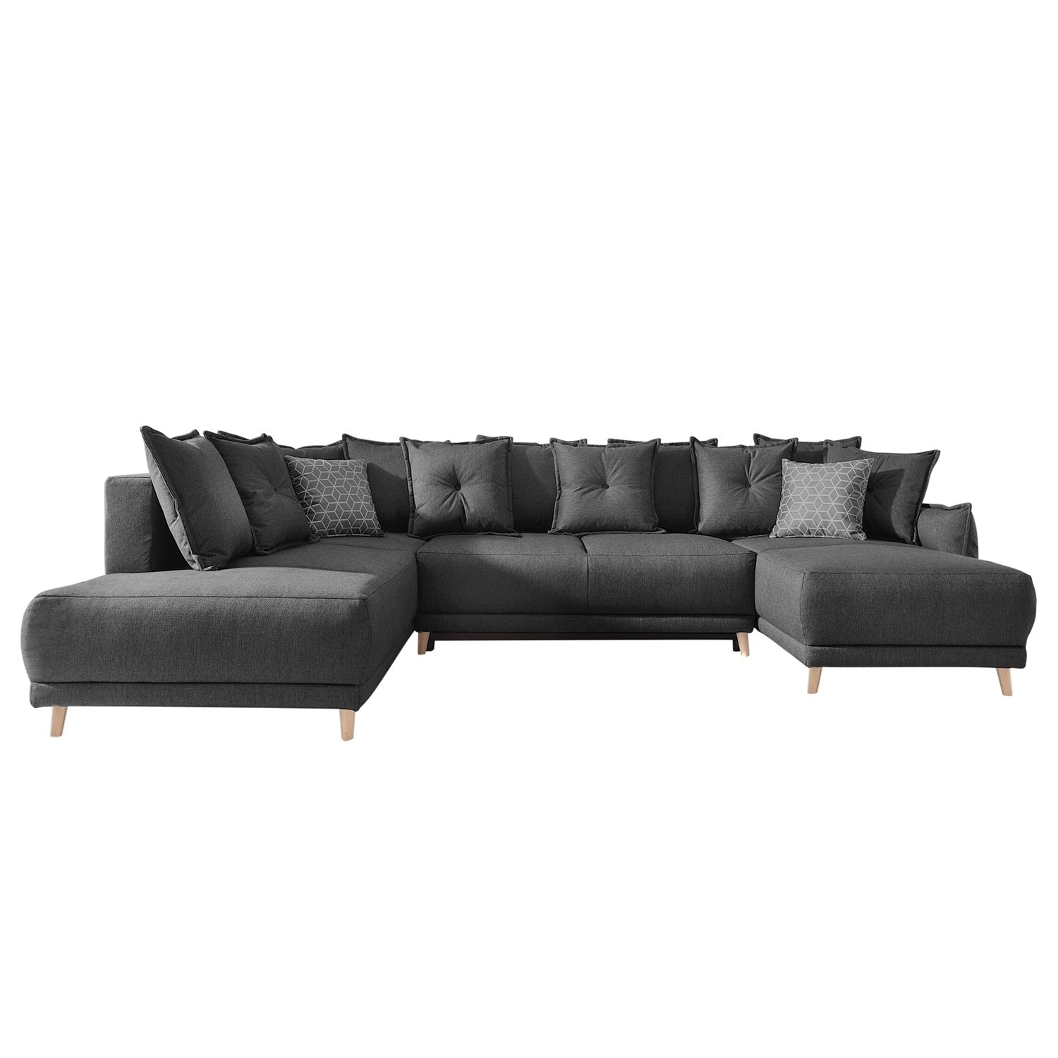 Loftscape Wohnlandschaft Panica I - Webstoff - Schlaffunktion - Dunkelgrau - Ottomane davorstehend links 3 Loftscape Wohnlandschaft Panica I - Webstoff - Schlaffunktion - Dunkelgrau - Ottomane davorstehend links – Bild 3