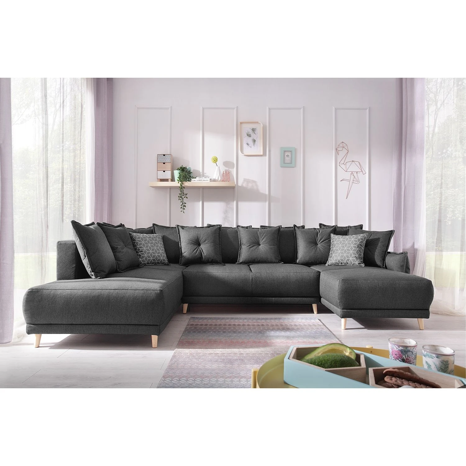 Loftscape Wohnlandschaft Panica I - Webstoff - Schlaffunktion - Dunkelgrau - Ottomane davorstehend links 7 Loftscape Wohnlandschaft Panica I - Webstoff - Schlaffunktion - Dunkelgrau - Ottomane davorstehend links – Bild 7