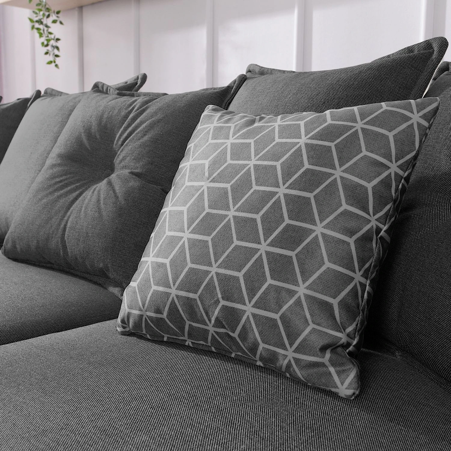 Loftscape Wohnlandschaft Panica I - Webstoff - Schlaffunktion - Dunkelgrau - Ottomane davorstehend links 8 Loftscape Wohnlandschaft Panica I - Webstoff - Schlaffunktion - Dunkelgrau - Ottomane davorstehend links – Bild 8