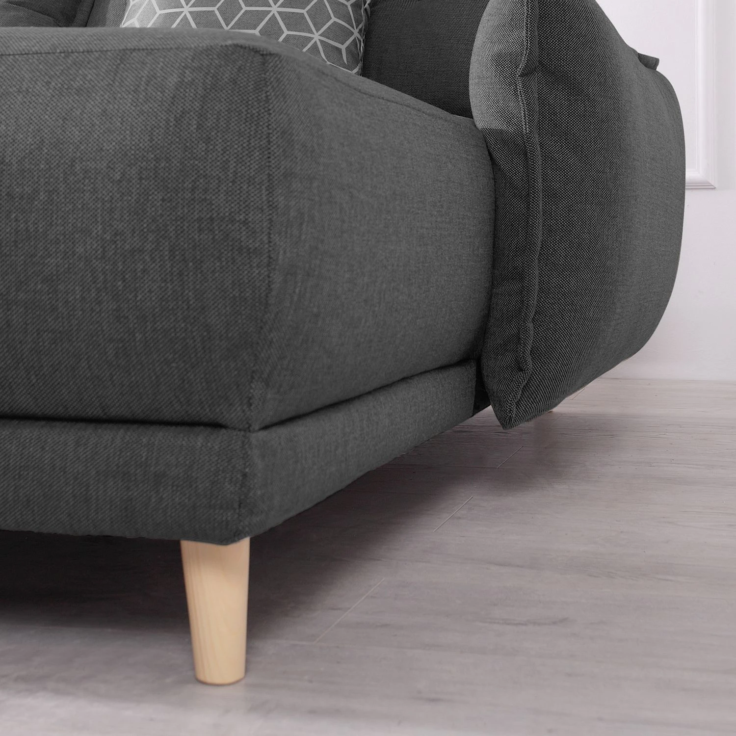 Loftscape Wohnlandschaft Panica I - Webstoff - Schlaffunktion - Dunkelgrau - Ottomane davorstehend links 11 Loftscape Wohnlandschaft Panica I - Webstoff - Schlaffunktion - Dunkelgrau - Ottomane davorstehend links – Bild 11