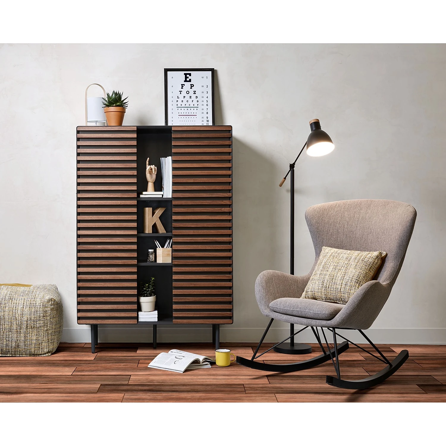 Norrwood Highboard Kipra - Echtholzfurnier - Walnuss / Graphit 2 Norrwood Highboard Kipra - Echtholzfurnier - Walnuss / Graphit – Bild 2