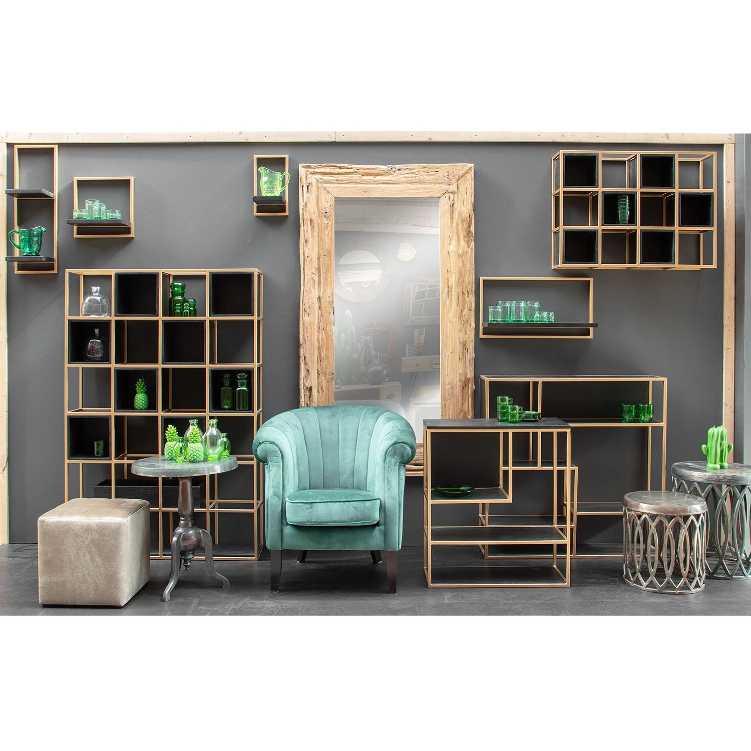 Jack & Alice Wandregal Harbin IV - Akazie massiv - Akazie Schwarz / Gold - Breite: 20 cm 3 Jack & Alice Wandregal Harbin IV - Akazie massiv - Akazie Schwarz / Gold - Breite: 20 cm – Bild 3