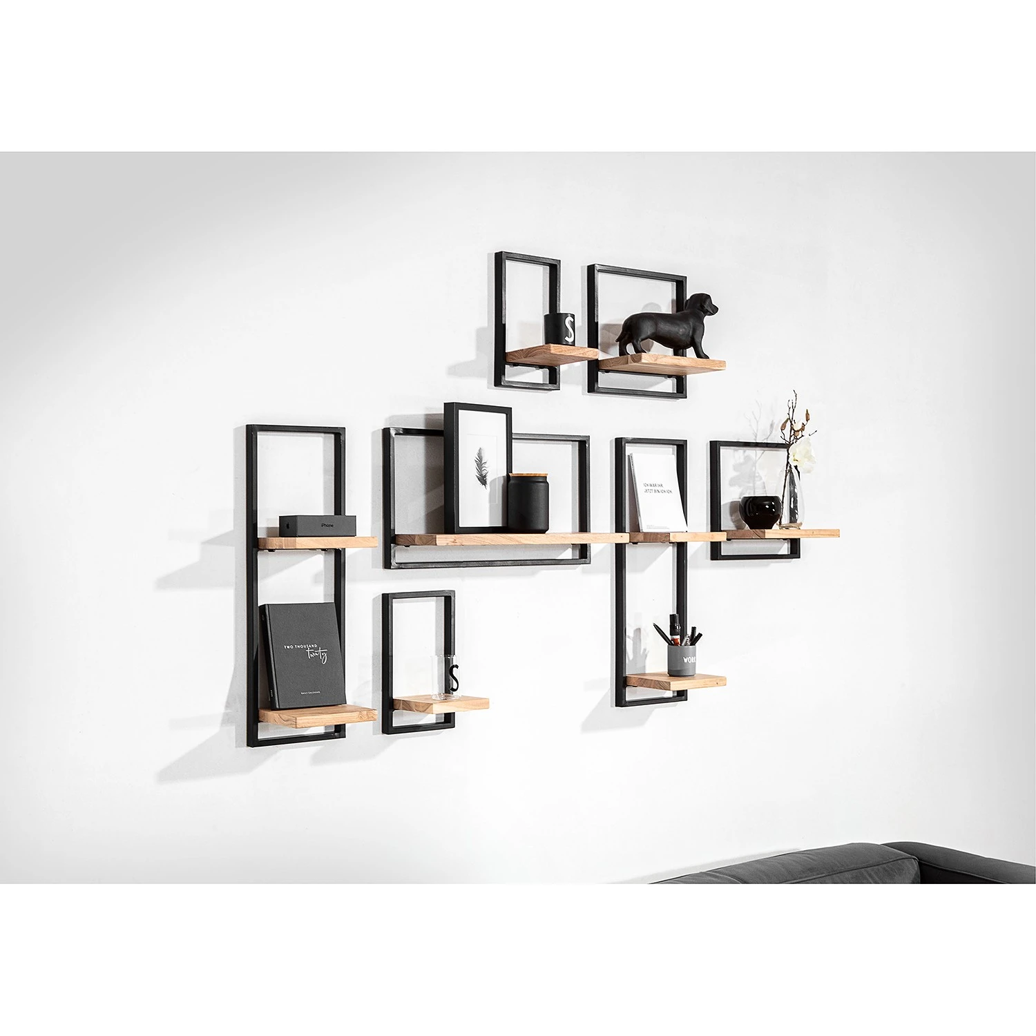 Red Living Wandregal Mello III - Akazie massiv - Akazie Natur / Schwarz - Breite: 35 cm 5 Red Living Wandregal Mello III - Akazie massiv - Akazie Natur / Schwarz - Breite: 35 cm – Bild 5