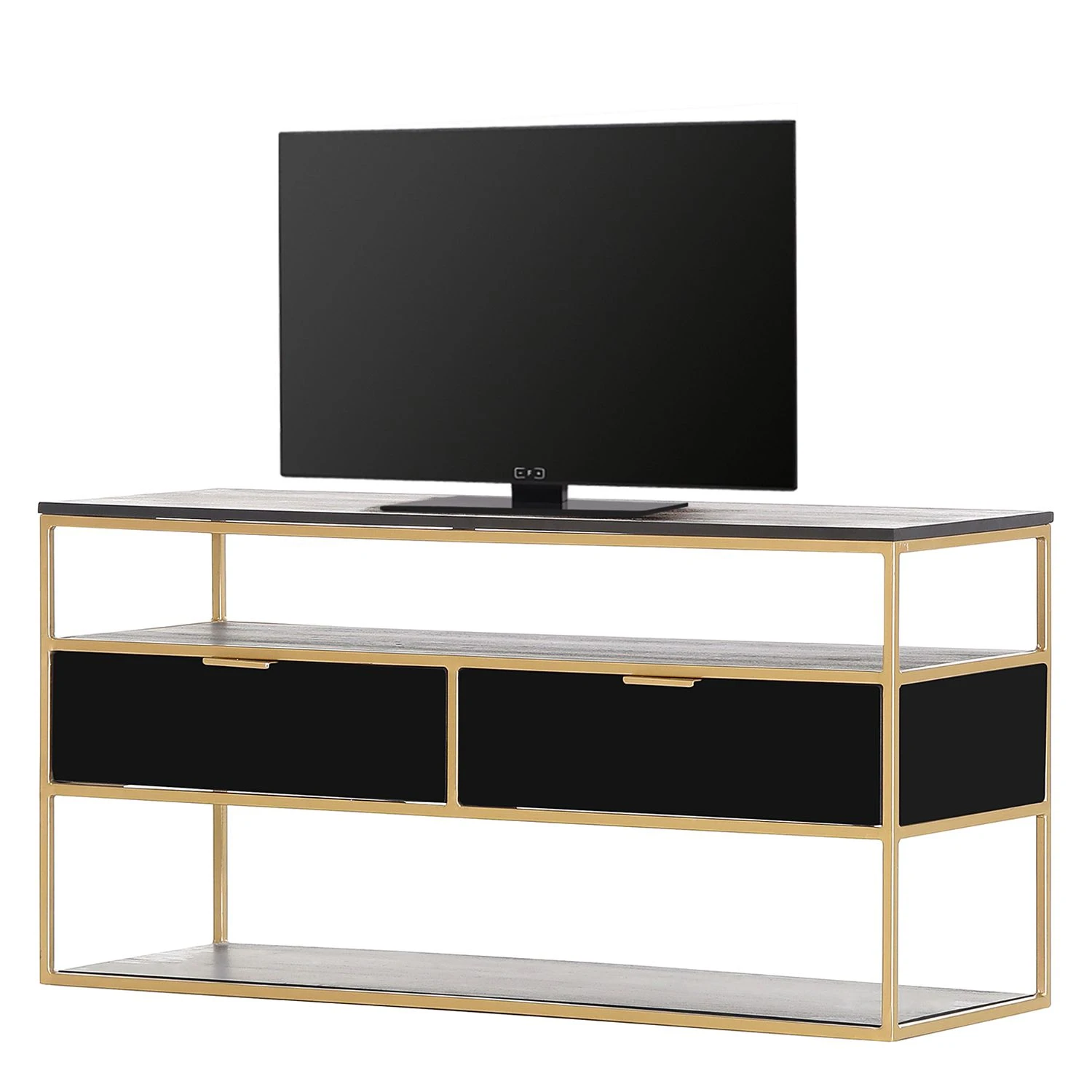 Jack & Alice TV-Lowboard Harbin II - Akazie massiv - Akazie Schwarz / Gold 3 Jack & Alice TV-Lowboard Harbin II - Akazie massiv - Akazie Schwarz / Gold – Bild 3