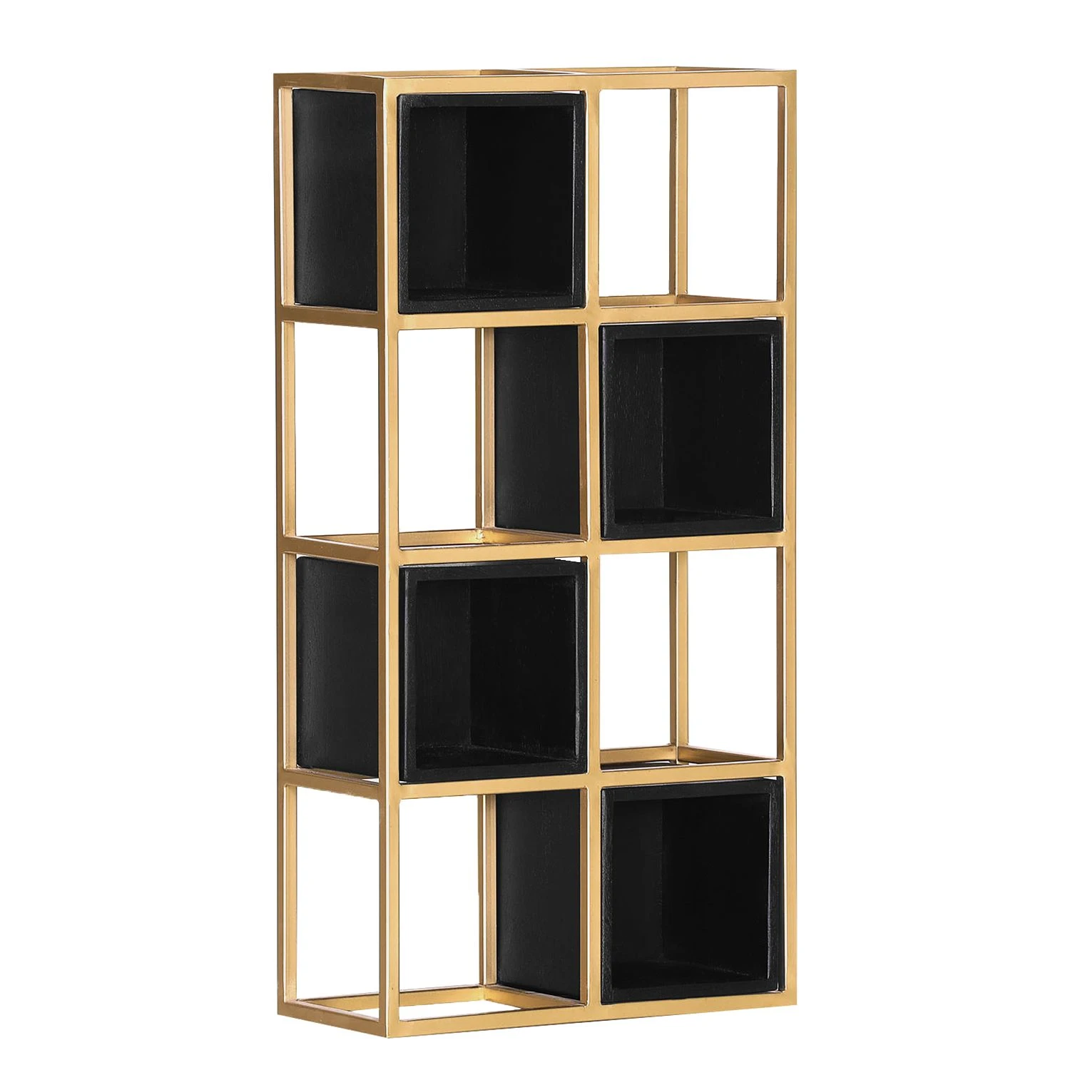 Jack & Alice Wandregal Harbin V - Akazie massiv - Akazie Schwarz / Gold - Breite: 45 cm 1 Jack & Alice Wandregal Harbin V - Akazie massiv - Akazie Schwarz / Gold - Breite: 45 cm