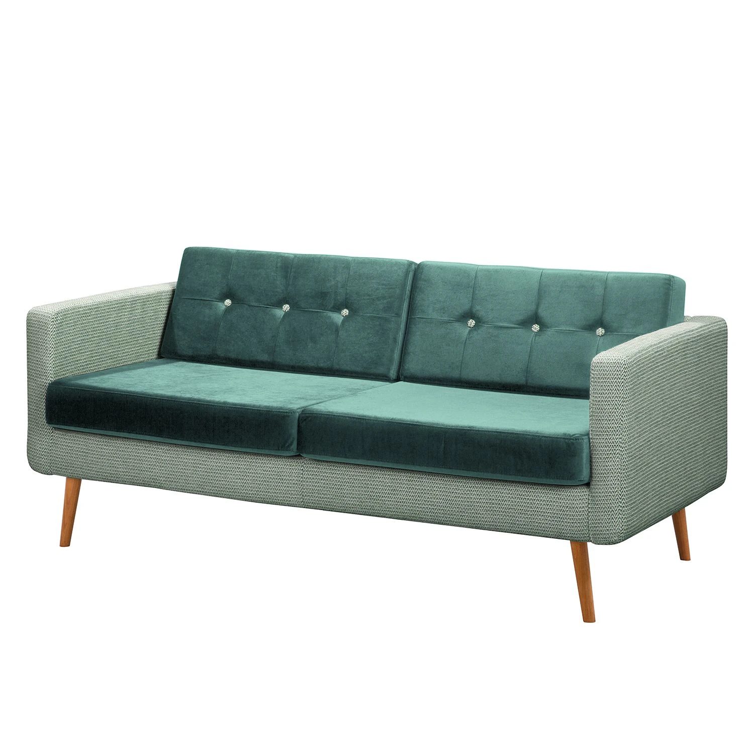 Mørteens Polstergarnitur Cromm V (3-2-1) - Webstoff / Samt - Petrol 2 Mørteens Polstergarnitur Cromm V (3-2-1) - Webstoff / Samt - Petrol – Bild 2