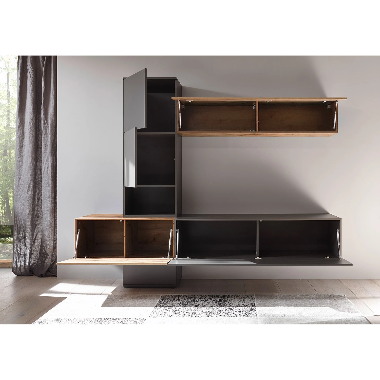 Loftscape Wohnwand Sandkas - Anthrazit 2 Loftscape Wohnwand Sandkas - Anthrazit – Bild 2