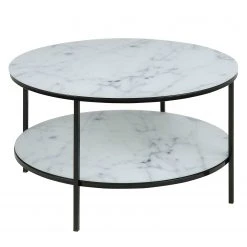 Fredriks Couchtisch Katori IV - Glas / Eisen - Marmor Weiß Dekor / Schwarz