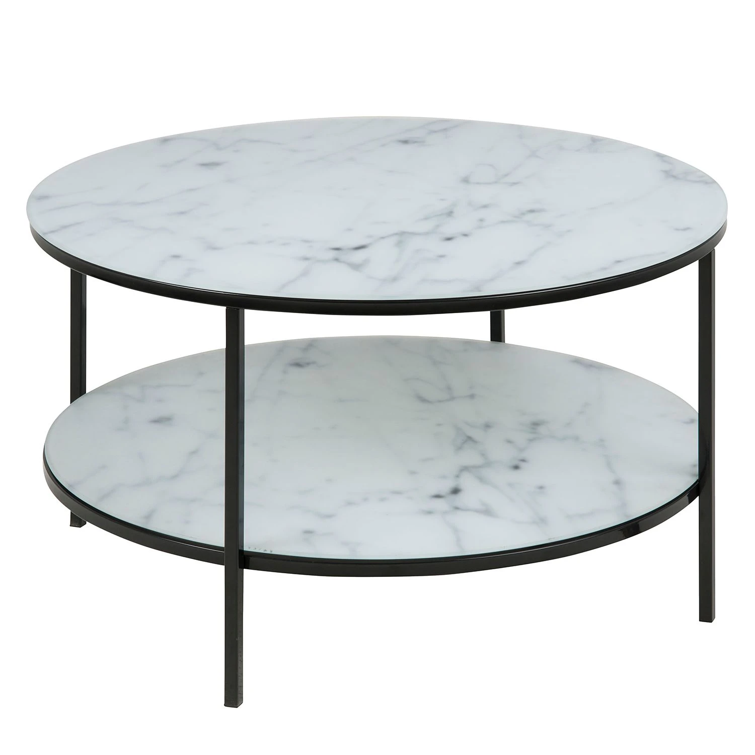 Fredriks Couchtisch Katori IV - Glas / Eisen - Marmor Weiß Dekor / Schwarz 1 Fredriks Couchtisch Katori IV - Glas / Eisen - Marmor Weiß Dekor / Schwarz