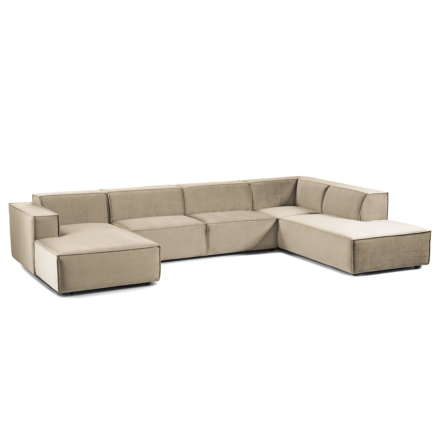 Wohnlandschaft Kinx II - Samt - Samt Shyla: Beige - Longchair davorstehend links / Ottomane rechts 1 Wohnlandschaft Kinx II - Samt - Samt Shyla: Beige - Longchair davorstehend links / Ottomane rechts