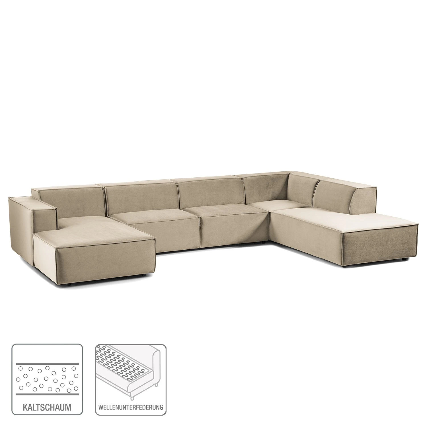 Wohnlandschaft Kinx II - Samt - Samt Shyla: Beige - Longchair davorstehend links / Ottomane rechts 3 Wohnlandschaft Kinx II - Samt - Samt Shyla: Beige - Longchair davorstehend links / Ottomane rechts – Bild 3