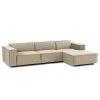 Ecksofa Kinx V - Samt - Samt Shyla: Beige - Longchair davorstehend rechts