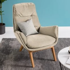 Studio Copenhagen Sessel Garbo II - Samt Shyla: Beige - Eiche Dunkel -Wohnzimmermöbel boutique en ligne 1000156350 200113 13014500093 DETAILS P000000001000156350