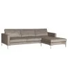 Fredriks Ecksofa Portobello III - Samt - Stoff Tond: Hellgrau - Breite: 251 cm - Longchair davorstehend rechts