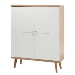Norrwood Highboard Gyland - Matt Weiß / Eiche Riviera Dekor