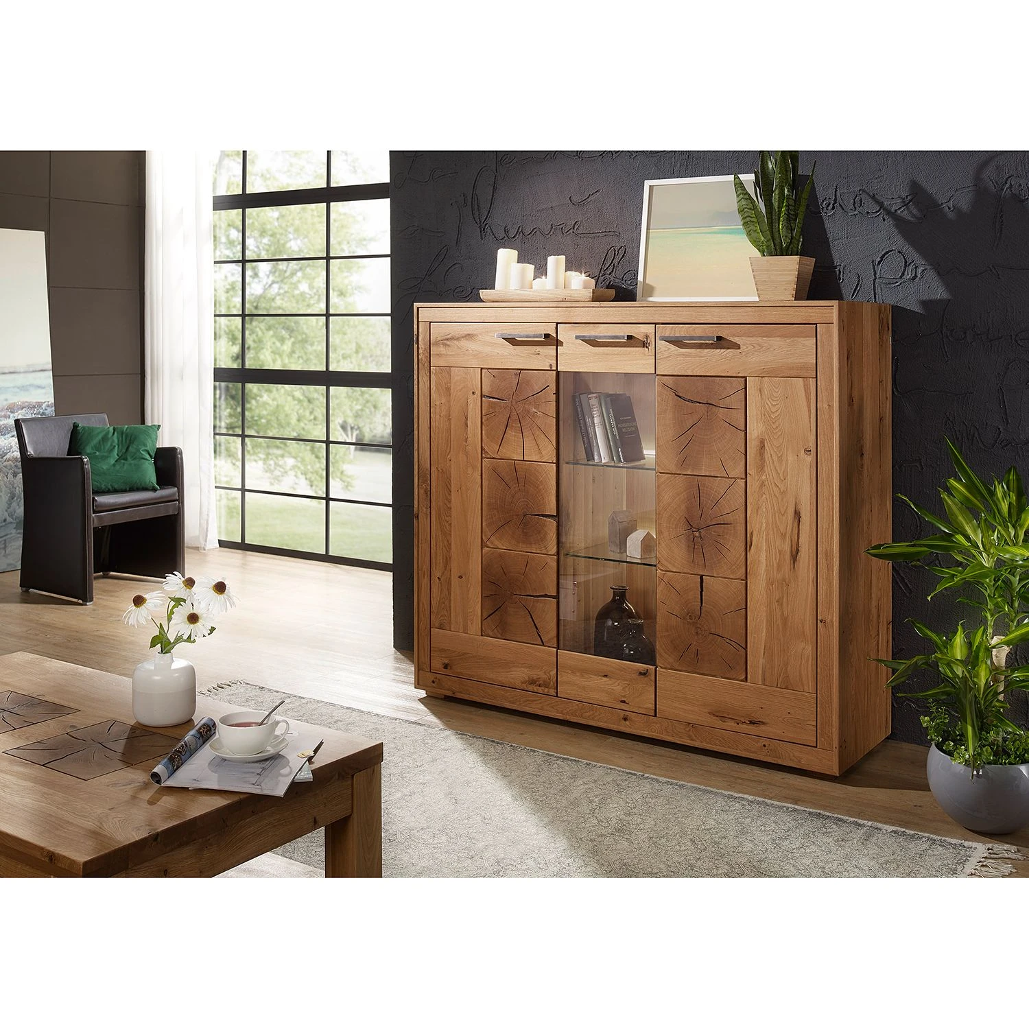 Naturoo Highboard Darley II - Wildeiche massiv 2 Naturoo Highboard Darley II - Wildeiche massiv – Bild 2