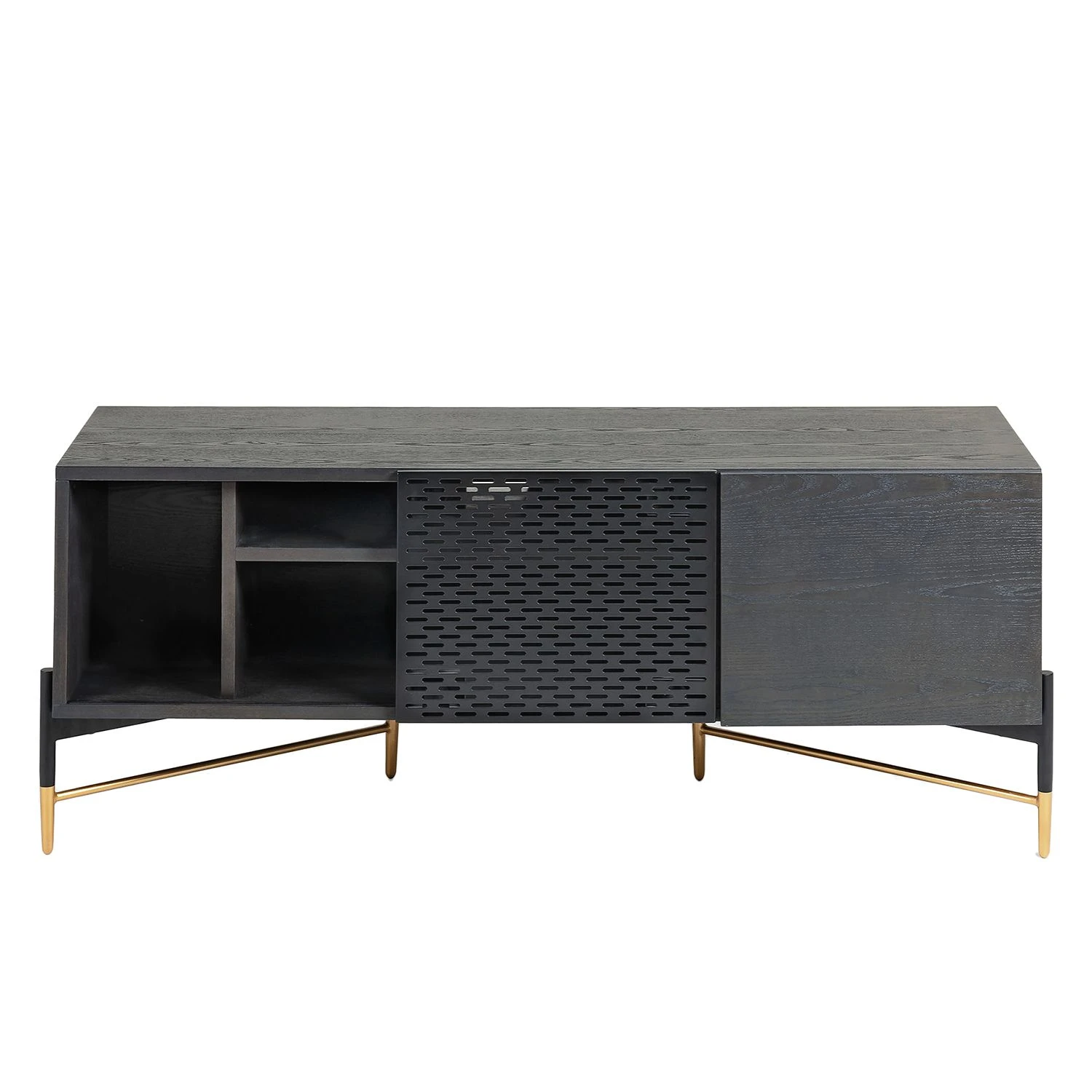 Jack & Alice TV-Lowboard Cabral - Esche Schwarz / Gold 3 Jack & Alice TV-Lowboard Cabral - Esche Schwarz / Gold – Bild 3