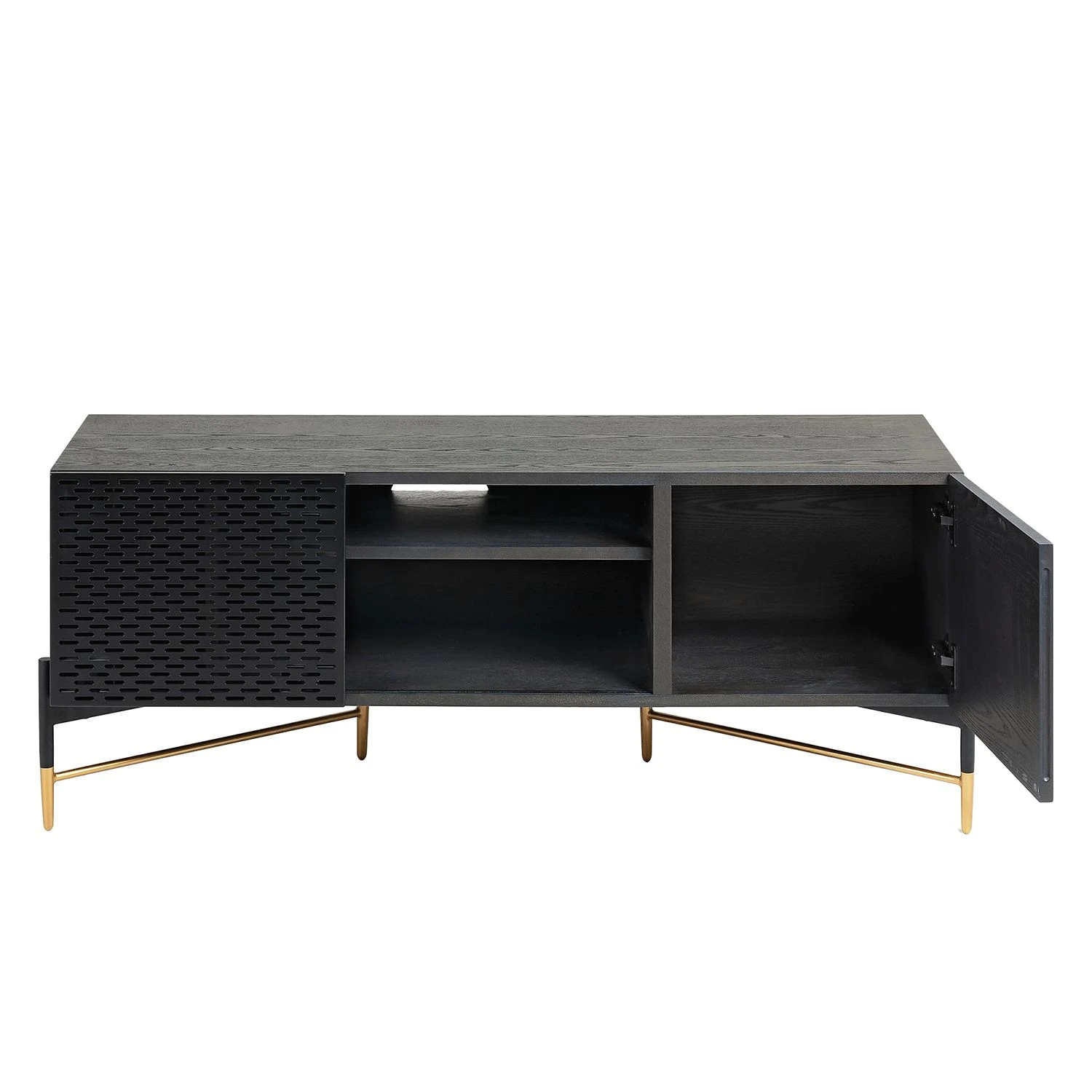 Jack & Alice TV-Lowboard Cabral - Esche Schwarz / Gold 4 Jack & Alice TV-Lowboard Cabral - Esche Schwarz / Gold – Bild 4