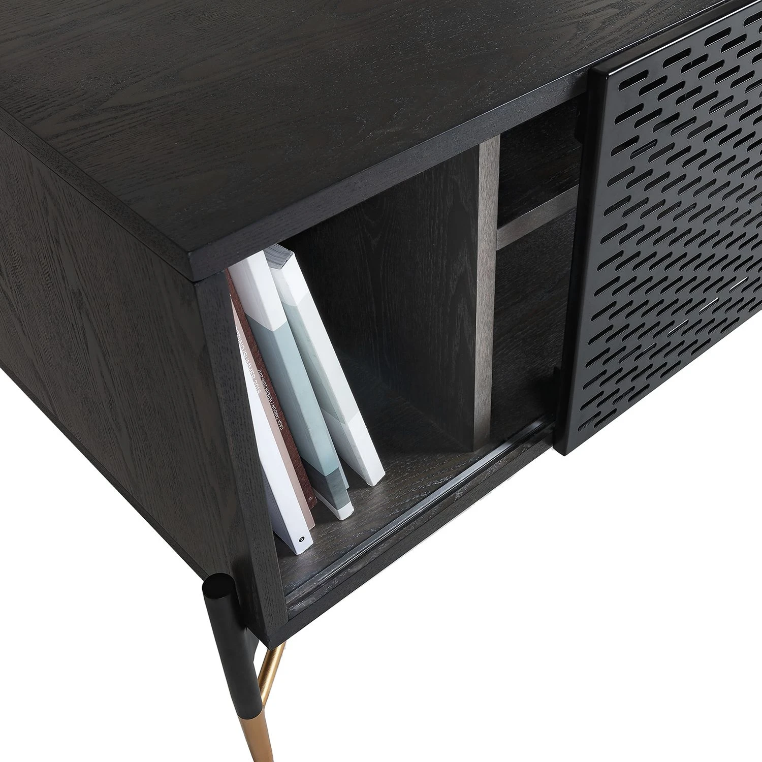 Jack & Alice TV-Lowboard Cabral - Esche Schwarz / Gold 5 Jack & Alice TV-Lowboard Cabral - Esche Schwarz / Gold – Bild 5