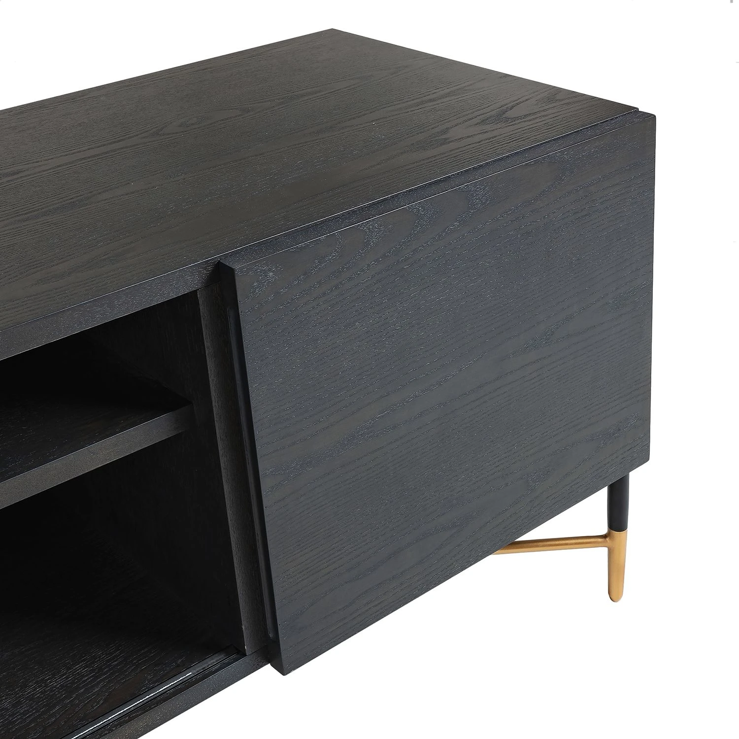 Jack & Alice TV-Lowboard Cabral - Esche Schwarz / Gold 6 Jack & Alice TV-Lowboard Cabral - Esche Schwarz / Gold – Bild 6